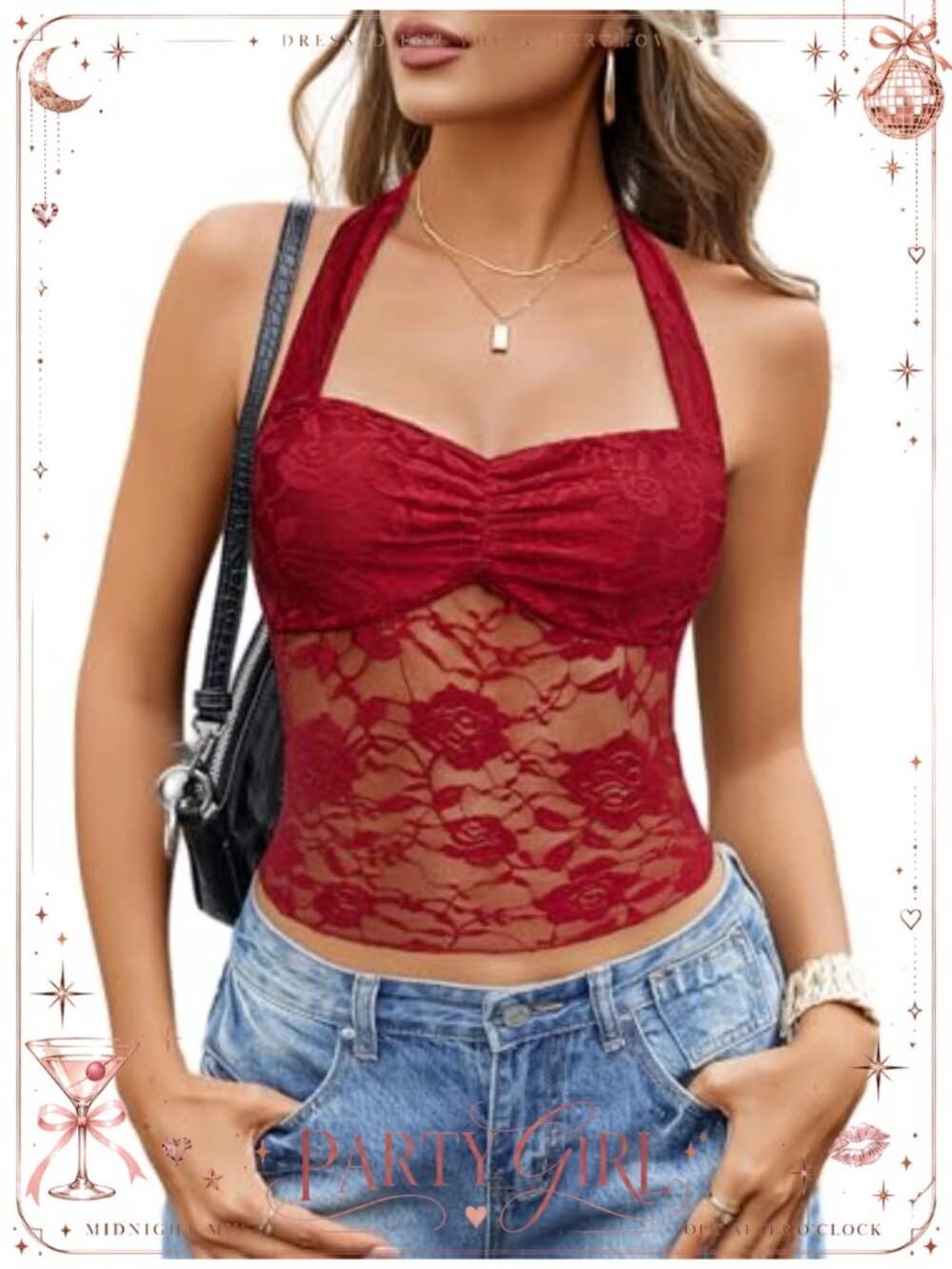 Lace Halter Tank Top Ruched Open Back Crop Y2K Cami Summer Going Out
